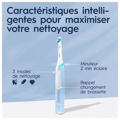 Oral-B iO3 Brosse à Dents Électrique - Protection des gencives avec Capteur de Pression Intelligent et Lumineux, 3 Modes dont "Douceur", Etui de Voyage
