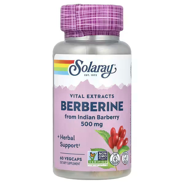 Solaray, Berbérine, Extraits vitaux, 500 mg, 60 capsules végétariennes Solaray