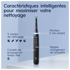 Oral-B iO5 Brosse à Dents Électrique Quite White - Protection Gencives avec Capteur de Pression Intelligent et Lumineux & Coaching par via App Oral-B, 5 Modes