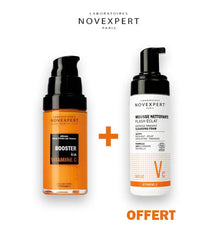 NOVEXPERT OFFRE SPECIALE DUO PEAU ECLATANTE sérum booster 30ml + Mousse Flash Eclat 150 ML + POCHON