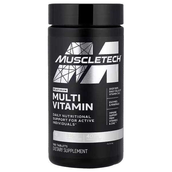 MuscleTech, Multivitamines platine, 180 comprimés