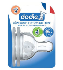 Dodie – Tétines col large (6M +) Liquide épais 3 vitesses Débit 4 (X2)