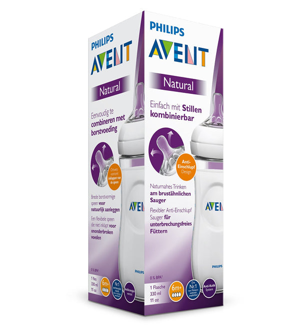 Avent – SCF036/17 – Biberon Natural 330 ml – 6 mois et + (Débit Rapide)
