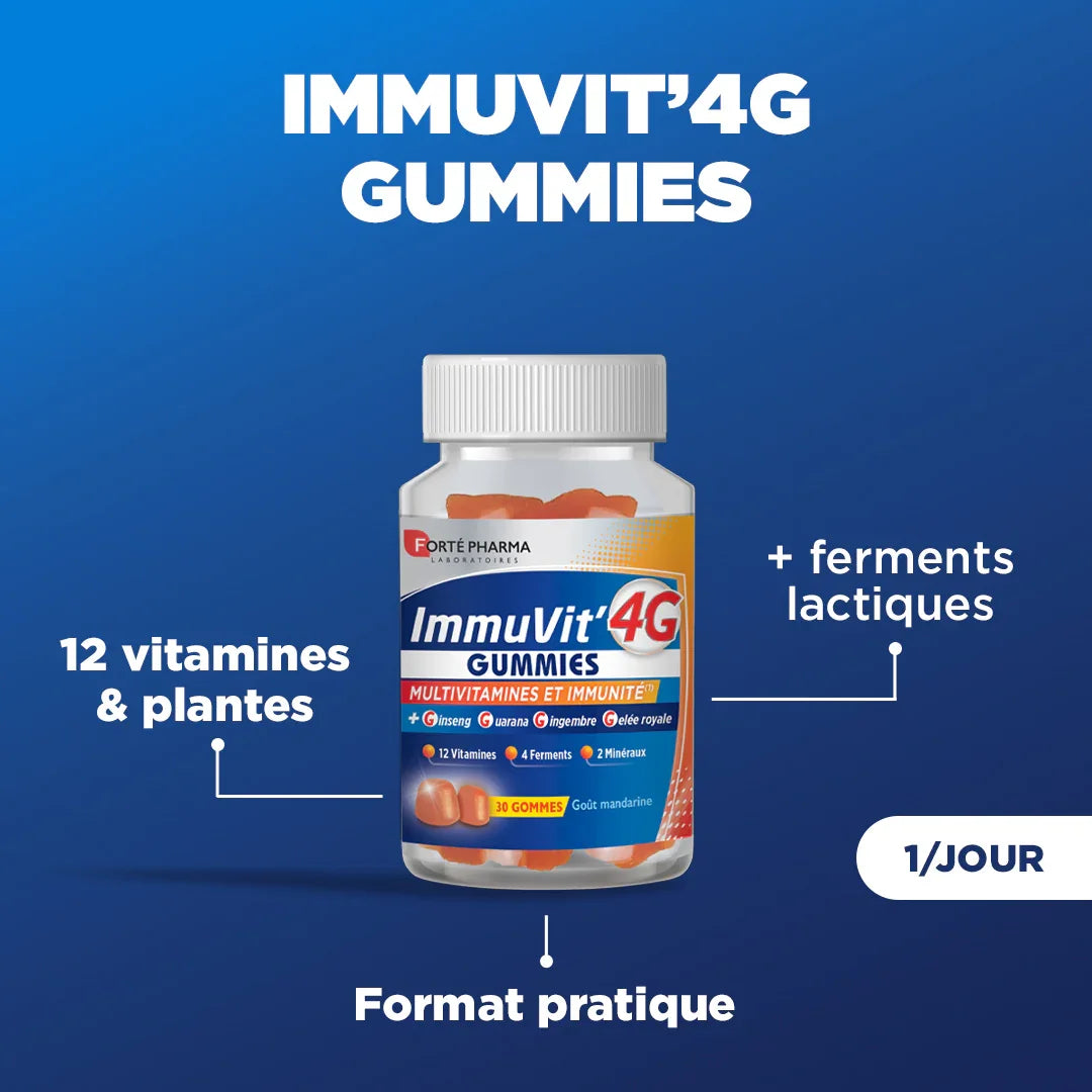 Forté Pharma Immuvit' 4G Goût Mandarine – 30 Gommes