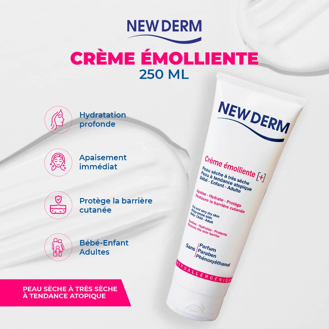 NEWDERM crème émolliente+ peau sèche à très sèche 250 ml