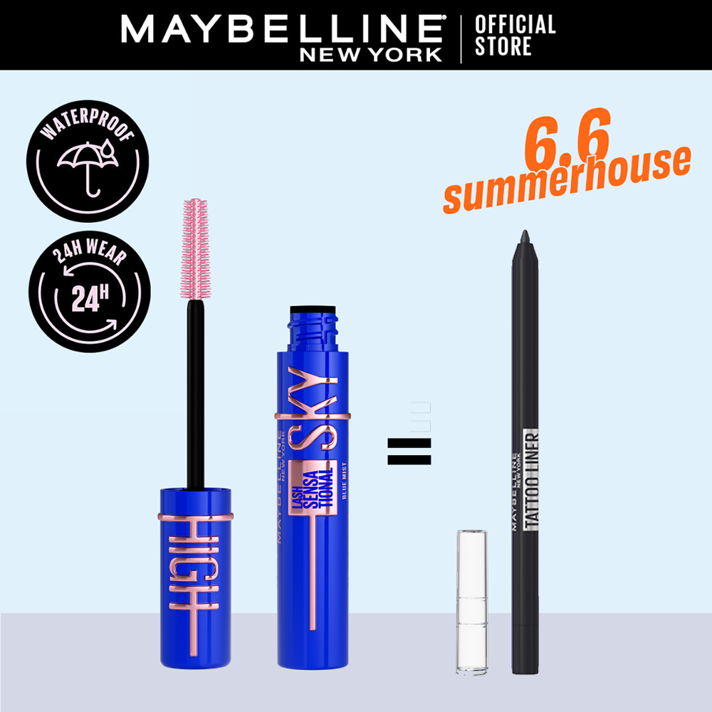 MAYBELLINE SKY HIGH Mascara Volume & Longueur BLEU = TATTOO STUDIO GEL PENCIL OFFERT