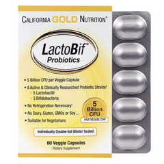 California Gold Nutrition, Probiotiques LactoBif® 5, 5 milliards d'UFC, 60 capsules végétales