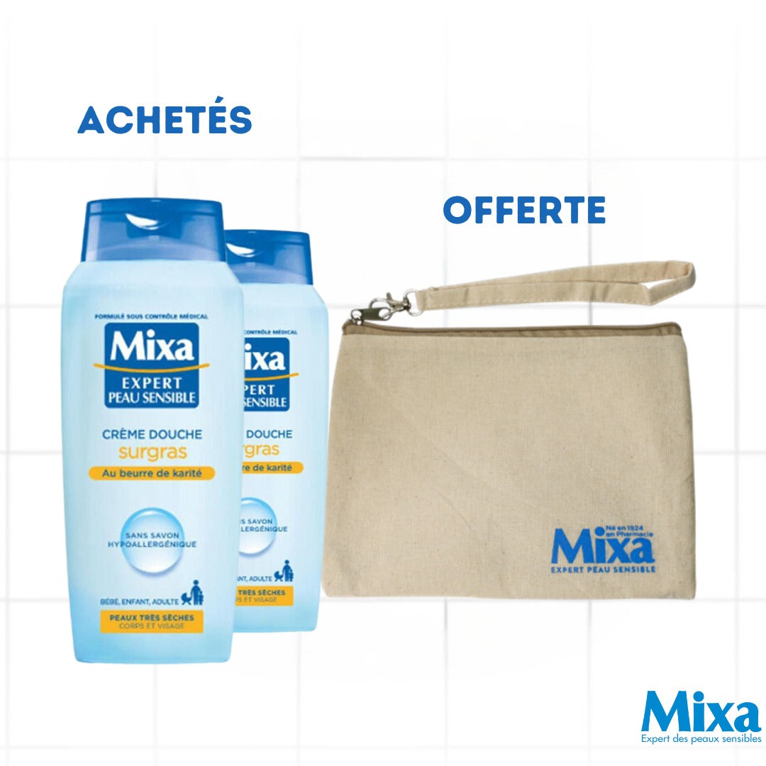 Mixa Crème Douche Surgras 400ml*2 = Trousse OFFERTE