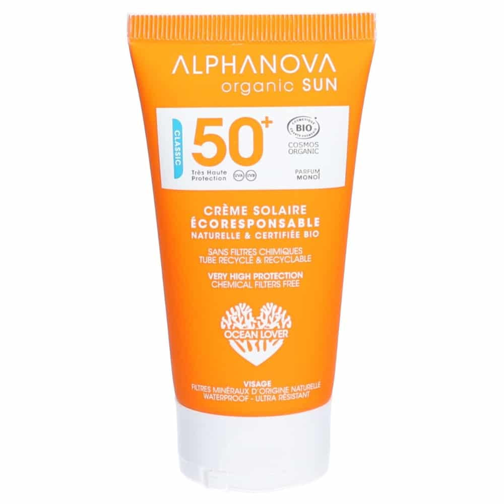 Alphanova Organic Sun Ecran Solaire Invisible En Creme SPF50 50g