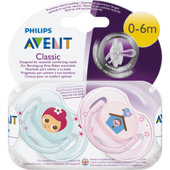 AVENT SUCETTE CLASSIC ORTHO 0-6M GIRL AVEC CAPUCHON