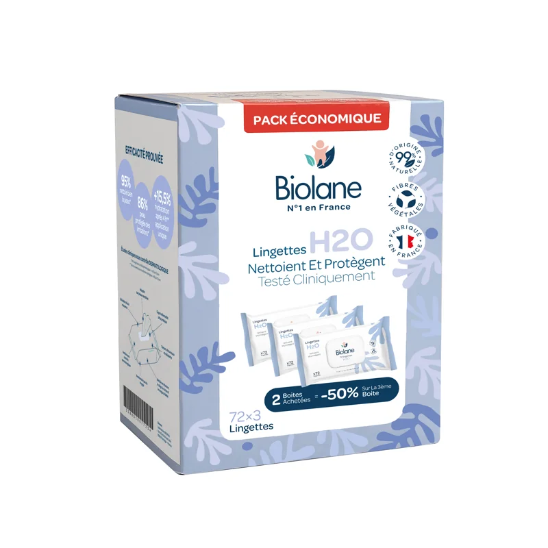 BIOLANE Pack Lingettes H2o 3x72