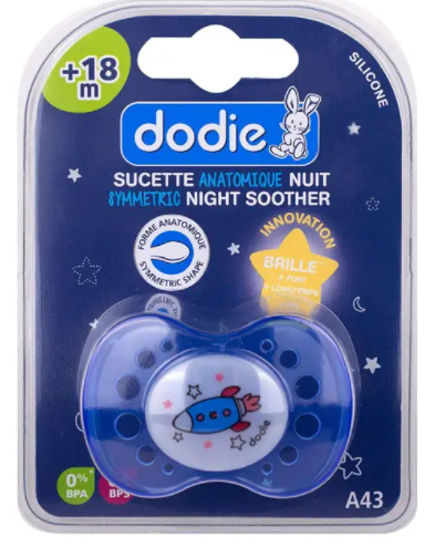 Dodie – Sucette forme anatomique silicone nuit (18M +) N°43