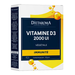DIETAROMA Vitamine D3 2000 UI Végétale Immunité – 40 Comprimés