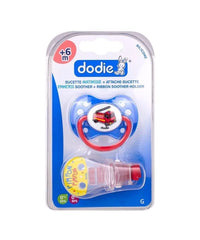 Dodie – Sucette forme anatomique + Attache sucette silicone (6M +) – Garçons