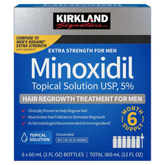 MINOXIDIL 5% Kirkland Signature - 6 Bouteilles de 60ml - Traitement de 6 mois