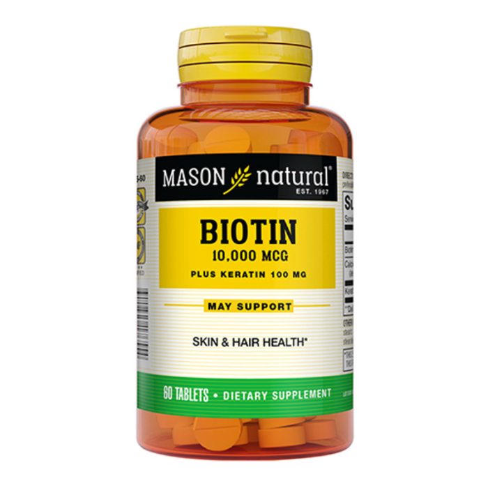 Mason Natural Biotin 10000mcg plus keratin 100mg 60 tablets