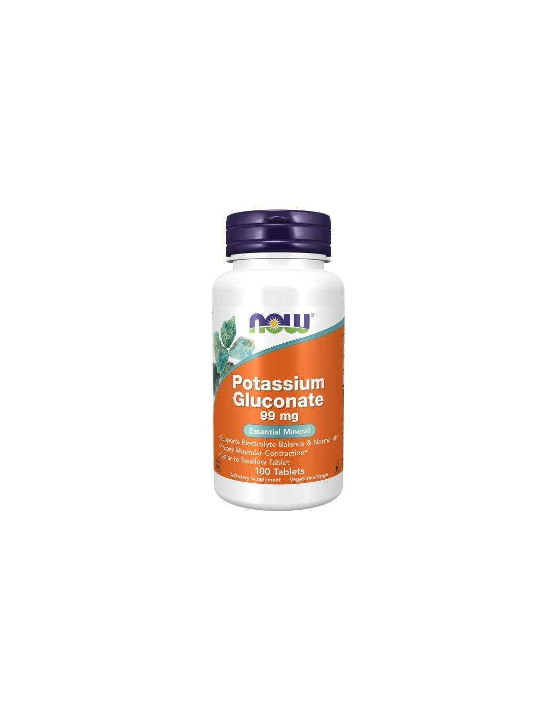 NOW Foods, Gluconate de potassium, 99 mg, 100 comprimés
