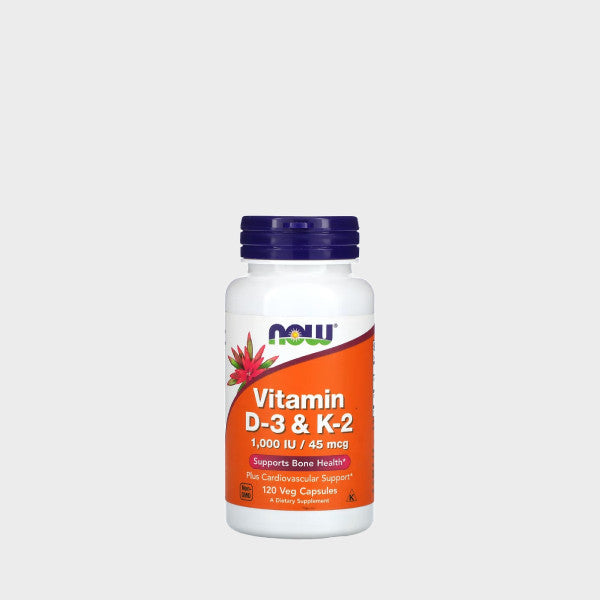 Now Foods, Vitamin D3 & K2, 1.000 UI, 120 Capsules végétaliennes